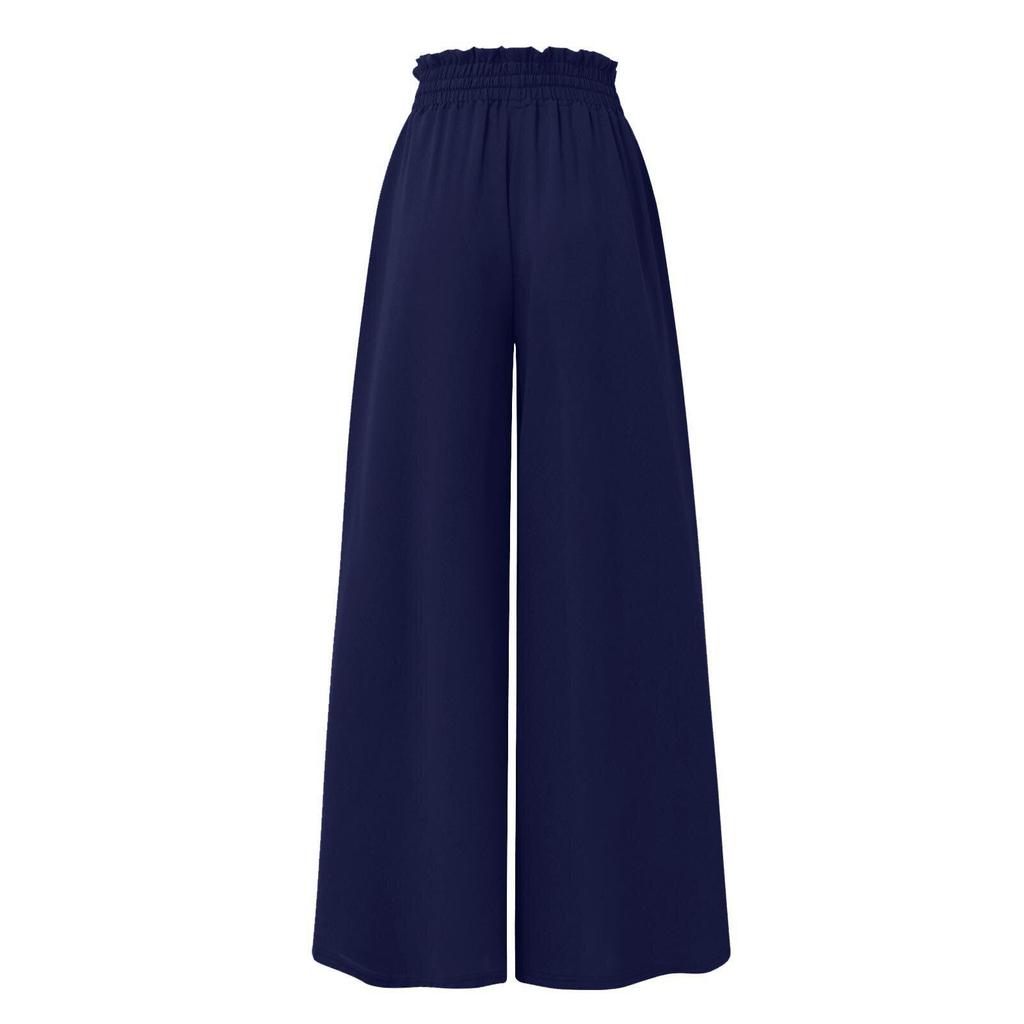 Women's High-waisted Wide-leg Culottes with Elastic Waistband - European and American Summer Style