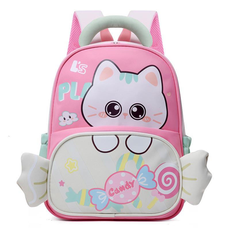 Charming Cat Lightweight Backpack For Children With Multiple Color Options And Design Durable