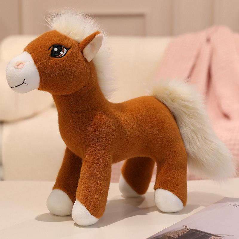 Big Eyes Horse Plush Toy Lifelike Standing Posture Horse Doll High Quality Stuffed Animal Toy Classic Birthday Gift For Kids