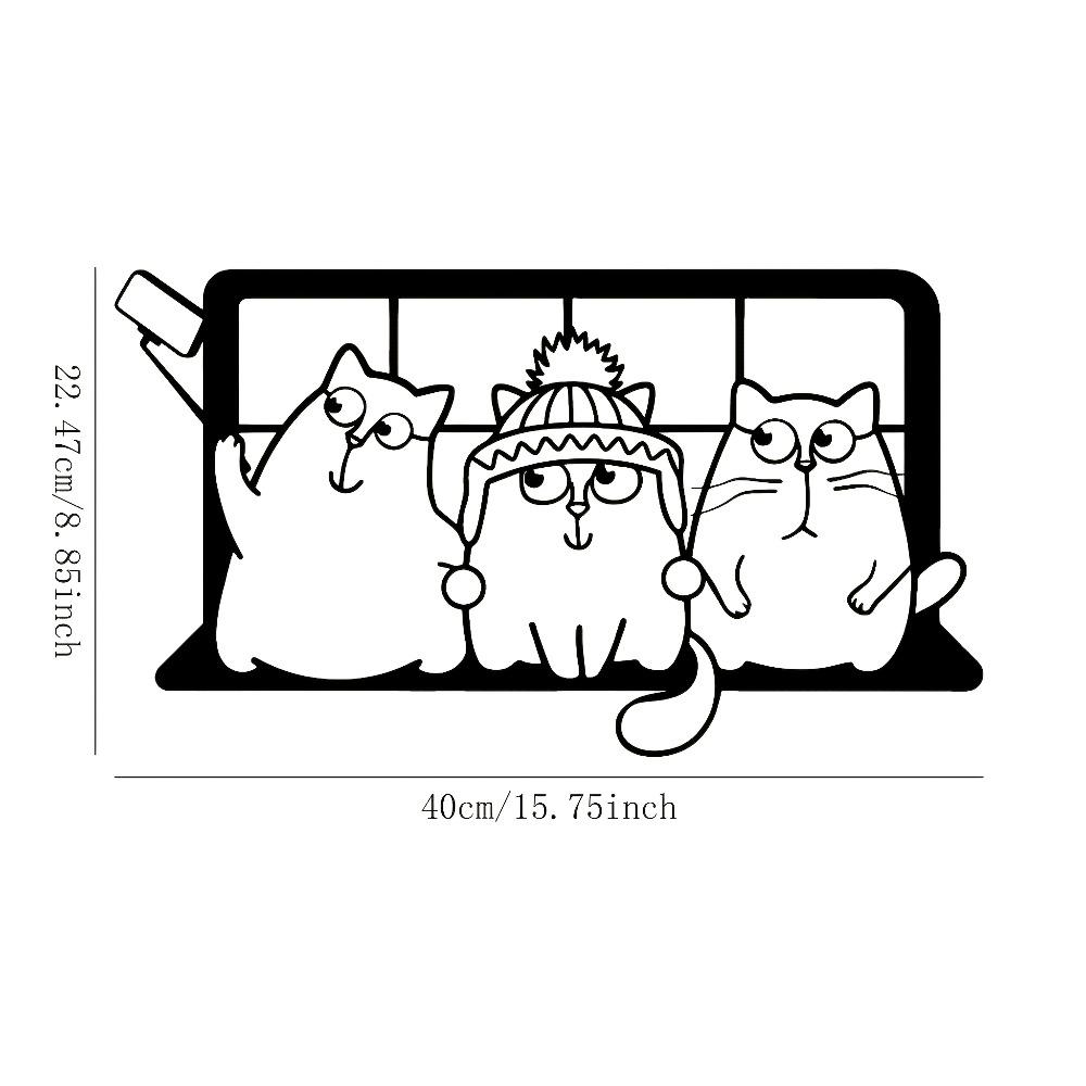 

Metal Cat Wall Art Trio Selfie with Phone Frame, Black White Iron Hanging Paw Print Window Decor, Gift for Cat Lovers Home Office