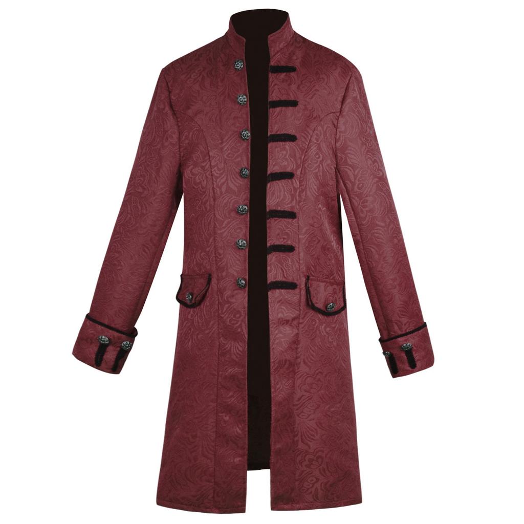 Halloween cos men's cos clothes medieval clothes men's jackets trench coat medium and long retro stand-up collar
