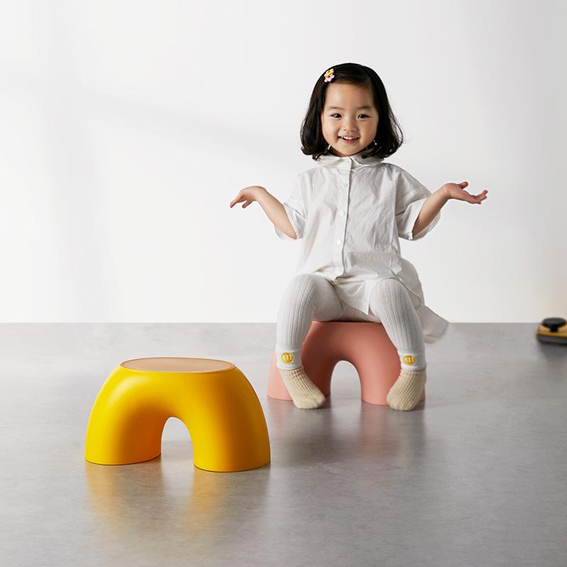 Creative Rainbow Storage Stool for Kids - 3D Cushion, Non-slip, Round Foot Stool for Living Room or Shoe Changing.