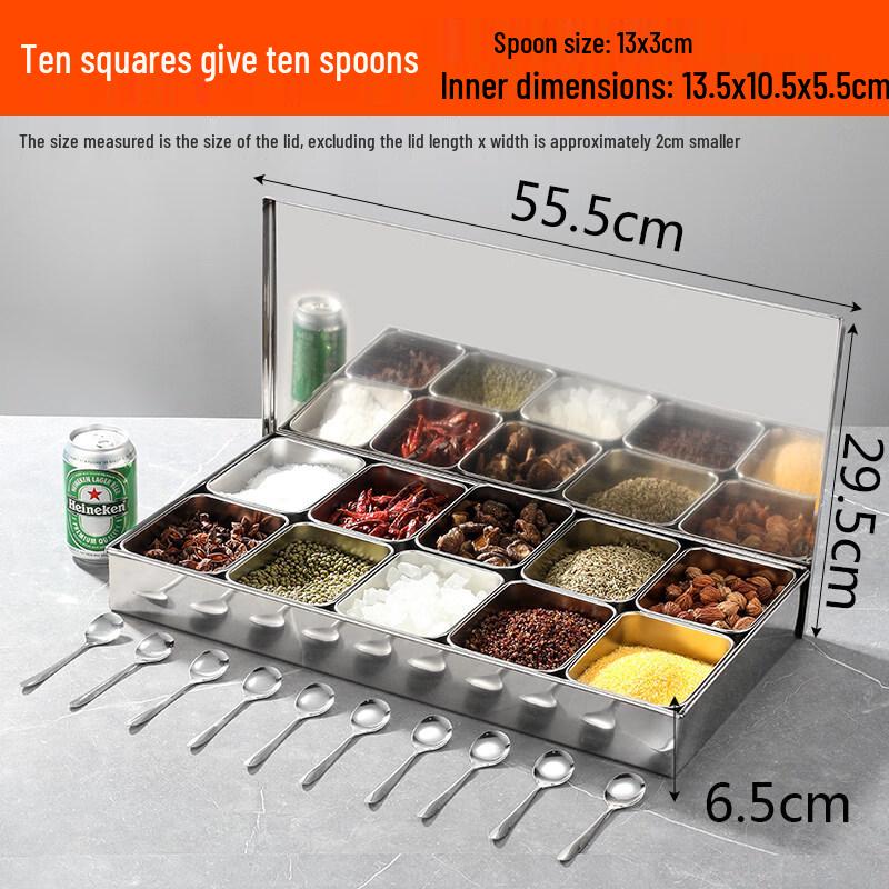 Stainless Steel Multi-Compartment Condiment Organizer with Lid