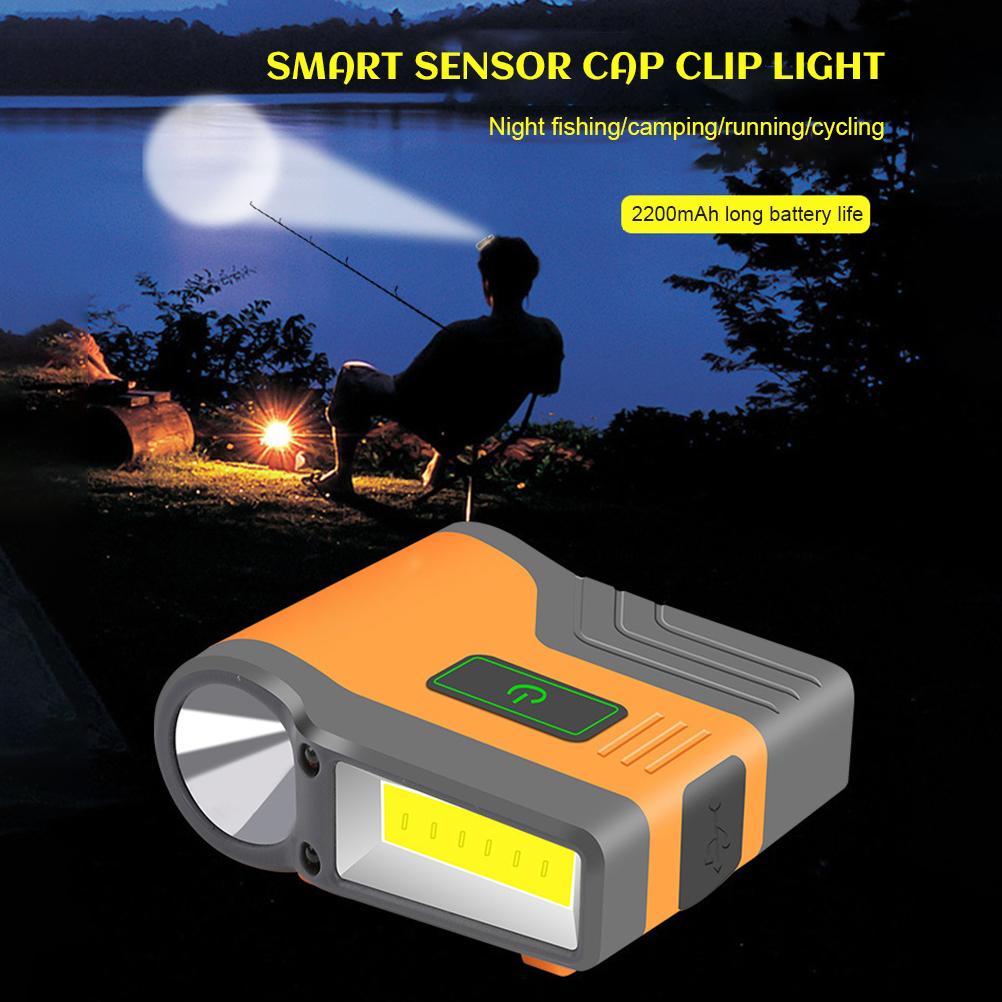 COB Flood Headlamp Sensor  Flashlight LED Waterproof Headlight for Outdoor Fishing Running Cycling Camping