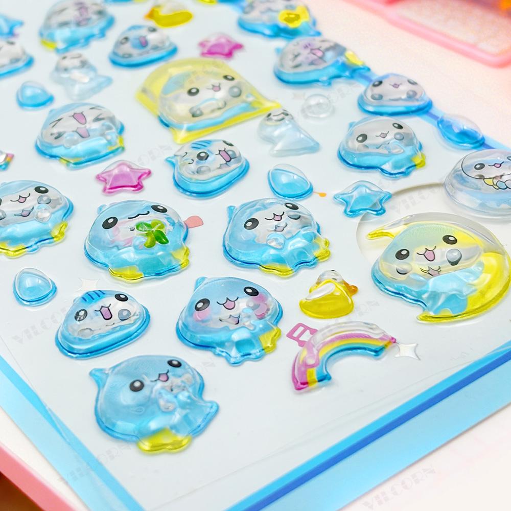 Cute 3D Crystal Drop Stickers Waterproof Decals for Phone Laptop Journal DIY Decoration