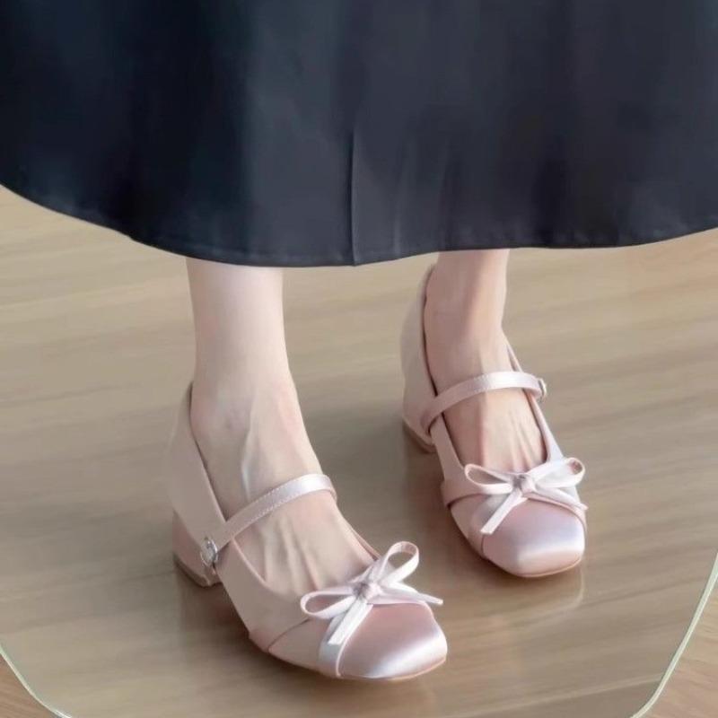 Damenschuhe Frühling Sommer Lässig Slipper runde Zehe Knoten Mittelhoch Absatz Modisch Vielseitig Leicht Mündung Freizeitschuhe
