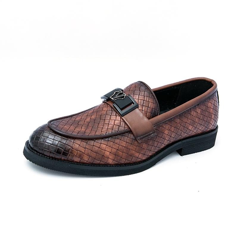 Fashion Luxury Brand Leather Shoes Brown Black Slip On Lattice Pattern Men's Casual Shoes Wedding Office Banquet Casual Loafers for Men