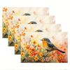 4pcs, Festival Easter Placemats, Watercolor Art Herbaceous Flowers Lively Robin, Easter Table Mats Kitchen Mat for Dining Table, Easter Decor, Spring