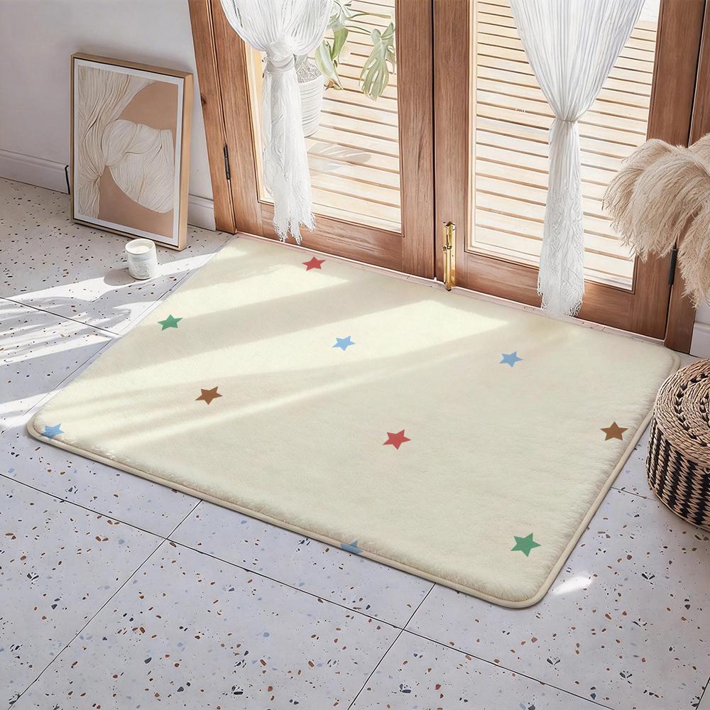 Abstract S Star Floor Mat Eco Flannel Doormat Non Slip Odorless Indoor Floor Rug Soft Short Plush Home Mat