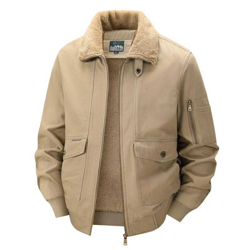 Mens Winter Warm Cotton Workwear Jacket Business Casual Outerwear Plus Size Thick Lined Collar Coat
