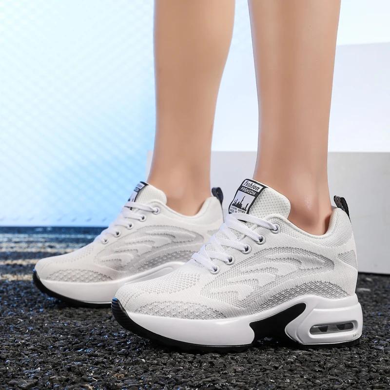 Women High Top Walking Shoes 9 Cm Wedges Sports Shoes Thick Sole Platform Fitness Sneakers Outdoor Ladies Running Jogging Shoes