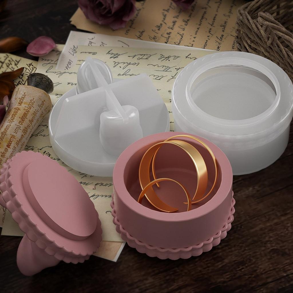 Aufbewahrungsbox Silikonform Bowknot Shaped Schmuckschatulle Epoxidharz Formen Aromatherapie Gips Kerze Jar Home Dekors