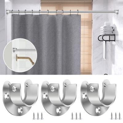 1/4/8Pcs Stainless Steel Closet Rod Holders Strong Load-bearing Easy To Install Heavy Duty Metal Pole Curtain Rod Holders Support Brackets
