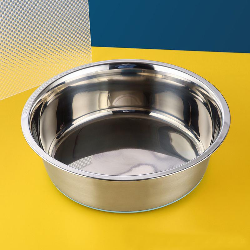 Bol antiderapant din oțel inoxidabil pentru câini și pisici de talie mare: Recipient pentru alimente și apă cu prindere din silicon