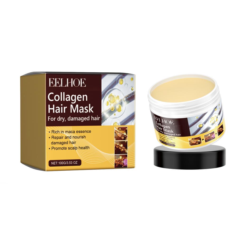 Masque Capillaire Hydratant Profond Traitements Hydratants au Collagène pour Cheveux Abîmés Hydratant Réparateur Masque Fortifiant pour Cheveux 100g