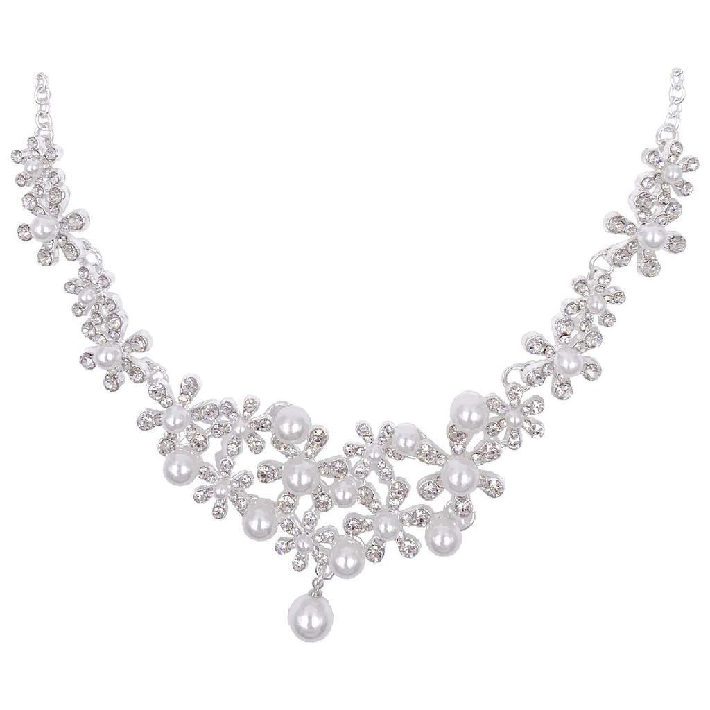 BQuel Wedding Bride Hair Accessories Hair Ornaments Tiara Necklace Earrings Set Wedding Flower Crown Crown Art Wedding Gift Present Change of Color