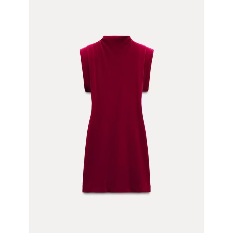 Za2025 Spring New Women's Clothing Fashion Temperament Waist-Controlled Slimming Sleeveless Velvet Padded Shoulder Dress 0036185