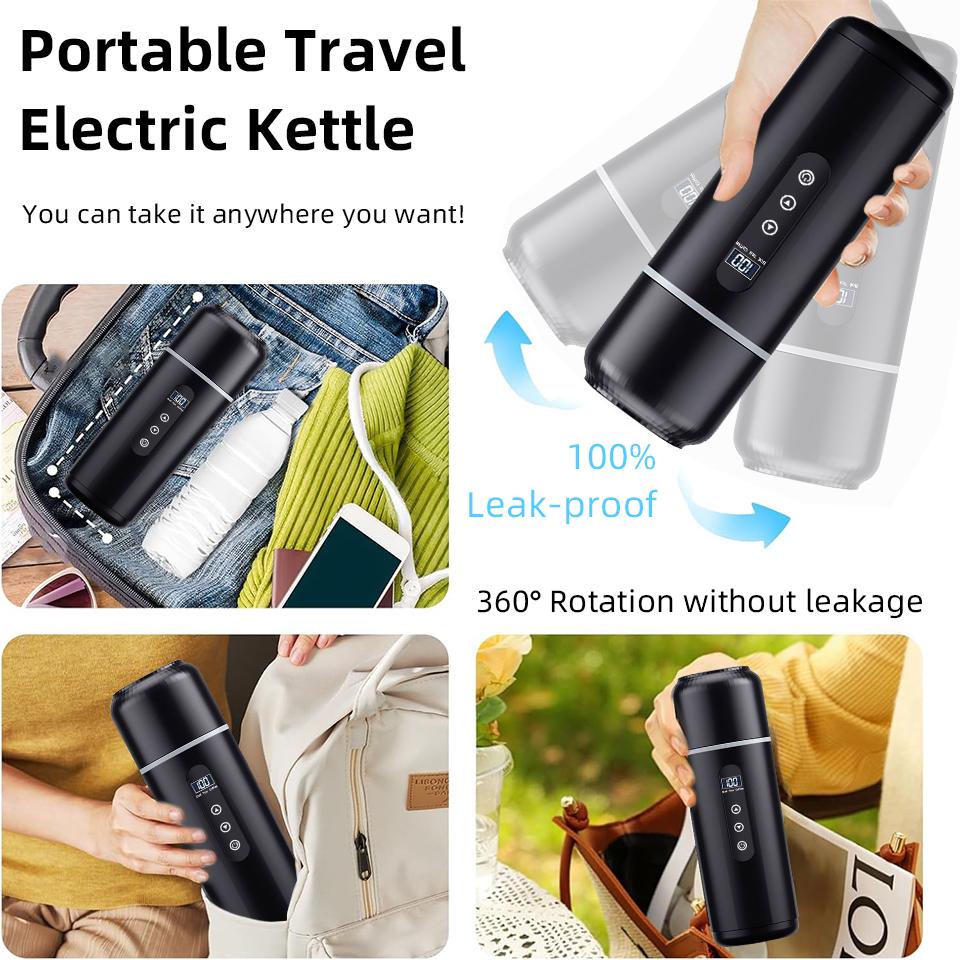 Electric Kettle 12V24V Portable Car Heating Cup 500ml Travel Heating Touch Screen Intelligent Adjustable Temperature Thermal Cup