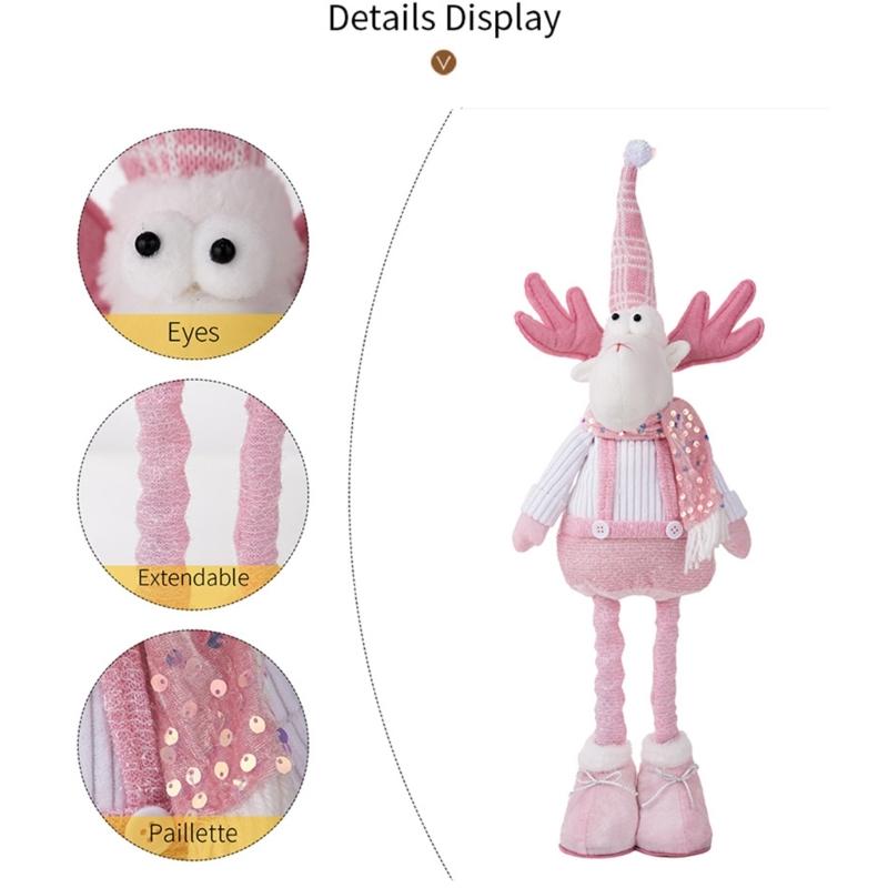 Teleskopische Weihnachtsfigur Plüschdekorationen Pailletten Weihnachtsmann Schneemann Elch Plüschfiguren Dekorationen Feiertagsdekorationen