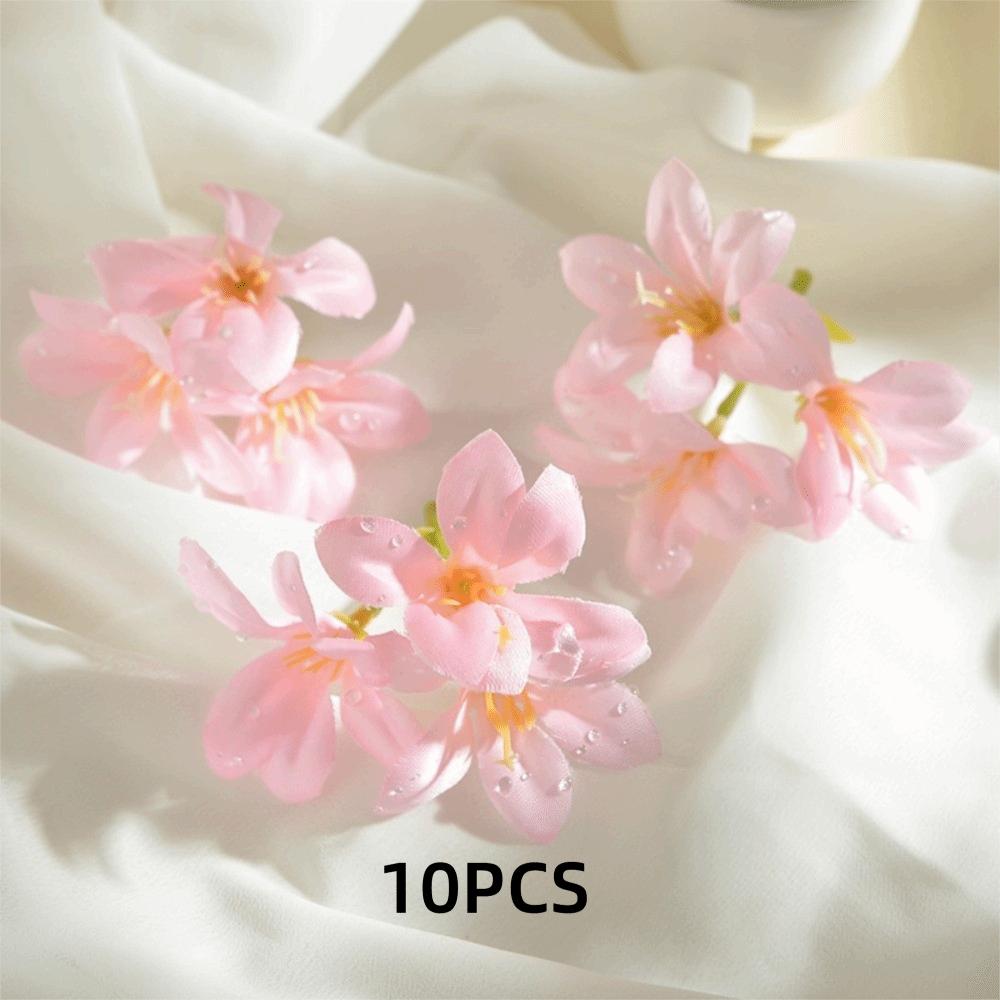 10Pcs Dew Drops Artificial Flowers Realistic Flower Arrangement Simulated Trident Flower Fake Flower DIY Home Decor