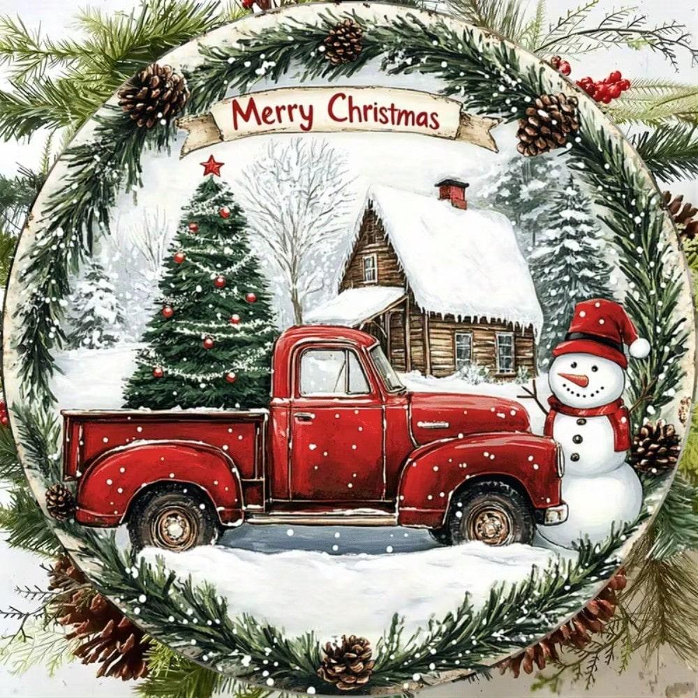 Generic Brand Christmas Tin Sign Wall Art Waterproof Rustproof Festive Metal Decoration Indoor Outdoor Holiday Home Decor