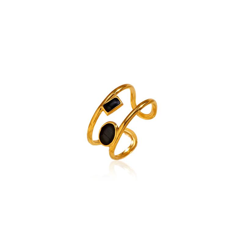 Chenhe stainless steel jewelry women's high-end sense gold jewelry fashion niche does not fade light luxury titanium steel open ring