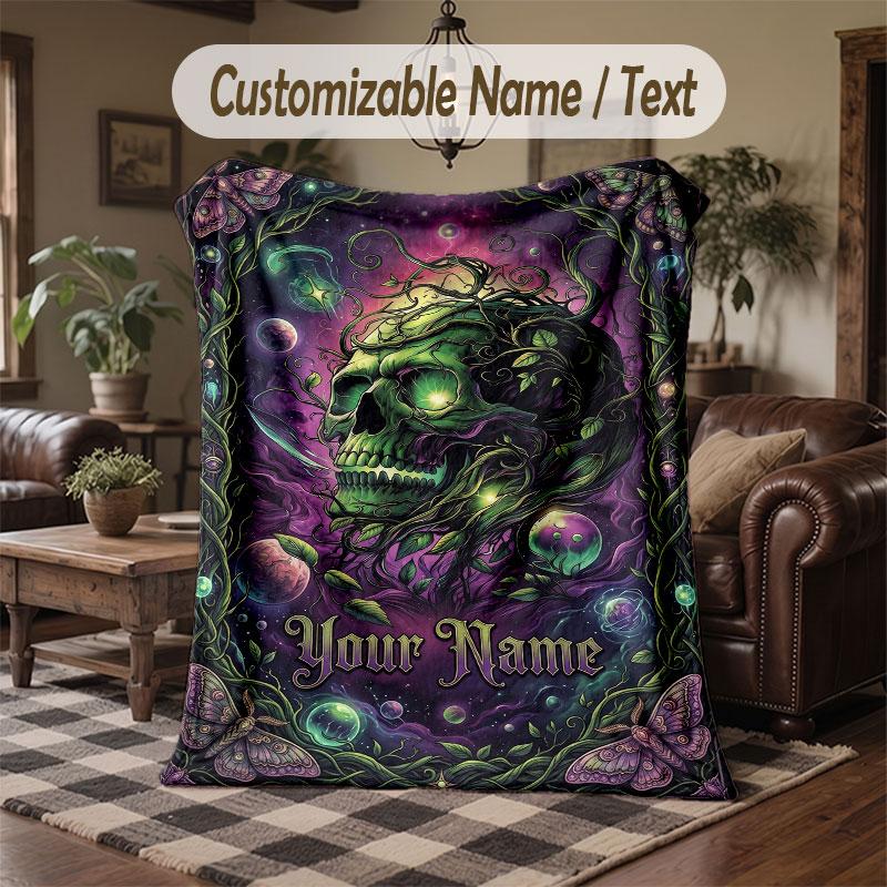 Gothic Theme Throw Blanket Custom Name Text Personalized Blanket Soft Cozy Blanket for Home Sofa Bed