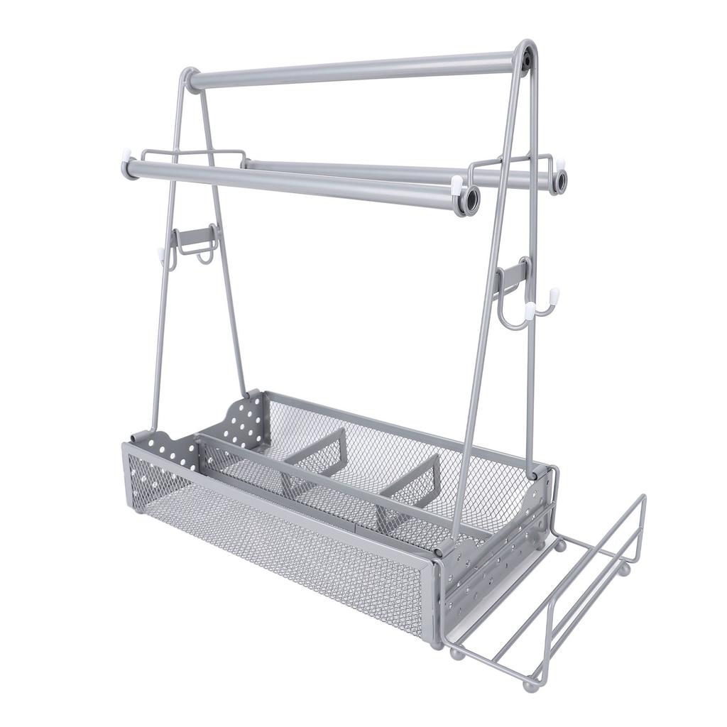 BBQ Condiment Holder Picnic Utensil Grill Caddy with Paper Towel Roll Holder for Outdoor Party
