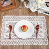 Rectangle Lace Placemats for Tables, 2 PCS White Lace Placemats Vintage White Laces Tablemats Embroidered Crochet Placemat Cloth Laces Floral Table