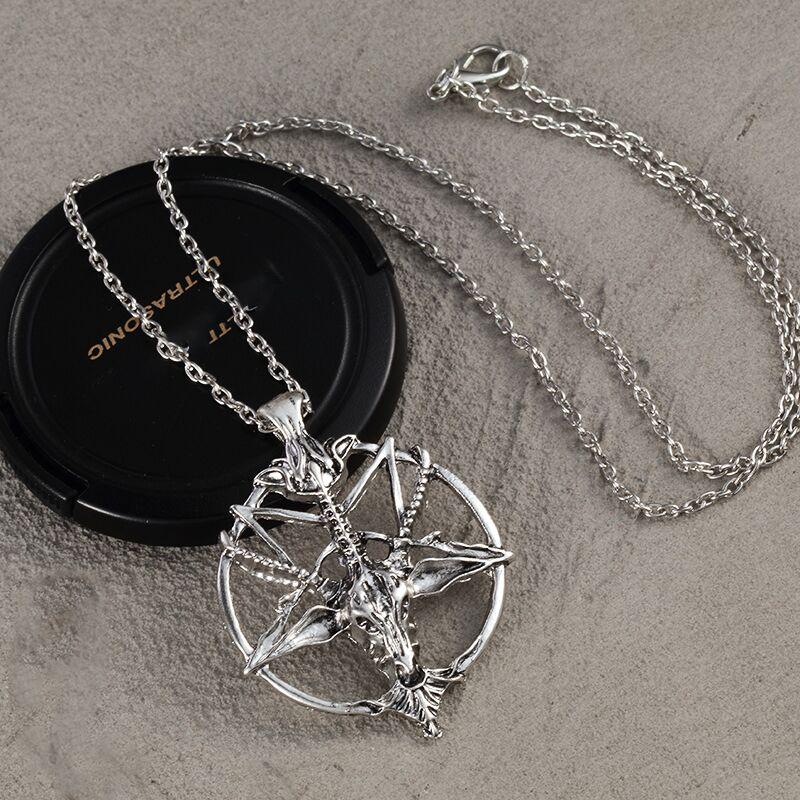 Fashion Vintage Charm Pendant Pentagram Pan God Skull Goat Head Shape Necklaces For Women Men Party Hit Hop Chain Jewelry Gift