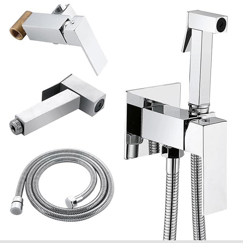 ALENARTWATER Badezimmer Schwarzer Bidethahn Duschhahn Kalt Warmwasser Mischbatterie Wasserhahn Duschkopfhahn Toilettenarmaturen