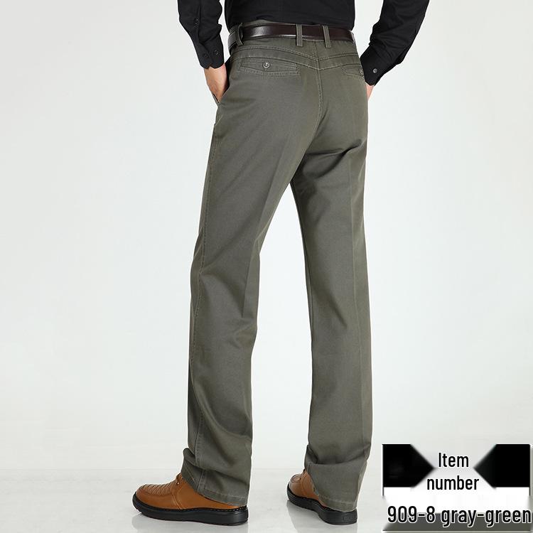 

Men s Cotton Casual Pants - Autumn/Winter, Loose Fit, High Waist, Straight Leg, Middle-Aged to Elderly Waist 38