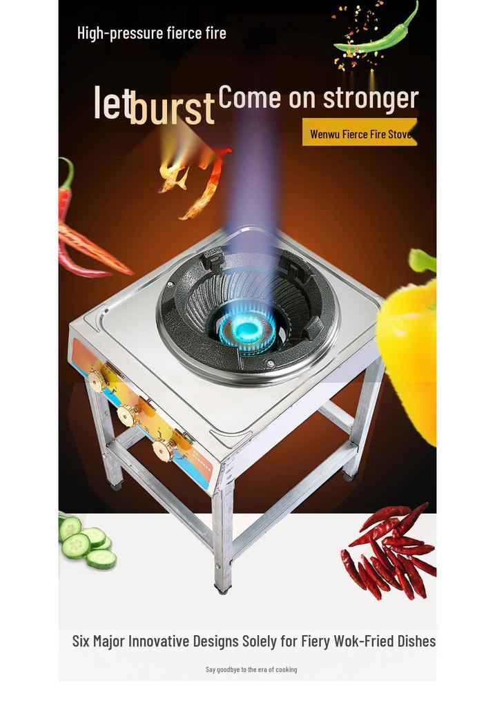 High-Pressure Stainless Steel Single Burner LPG Stove for Commercial Use