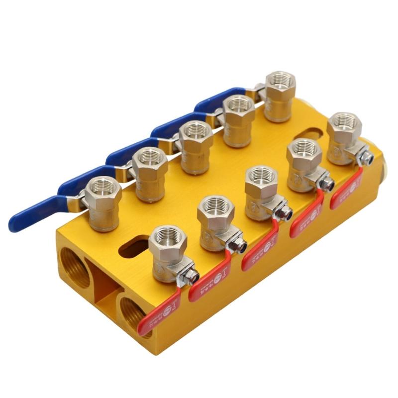 Multiports Water Manifold Aluminum Water Flows Controller 4/5/6/8In 4/5/6/8Out Handle For Injection Molding Equipment