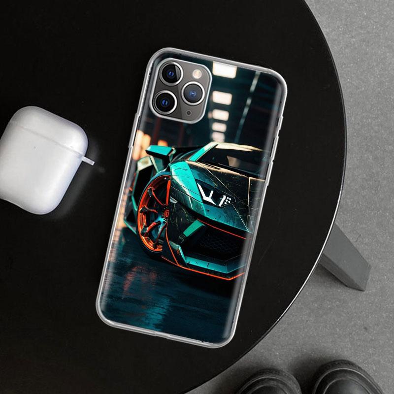 Cool Male Men Sports Cars Phone Case Cover for iPhone 11 12 13 Mini 14 15 Plus 16 Pro Max 17 Air 7 8 + SE Art Customized Fundas