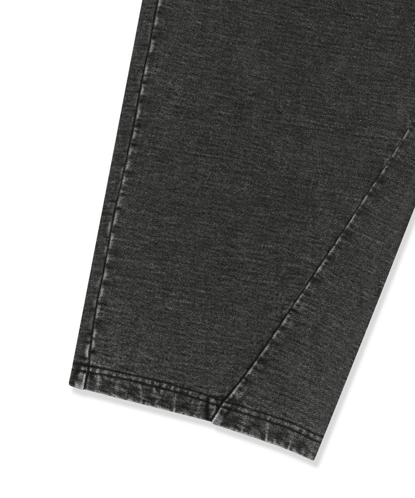 BROWNBREATH Tag Two Tuck Wide Denim Sweat Pants - Black