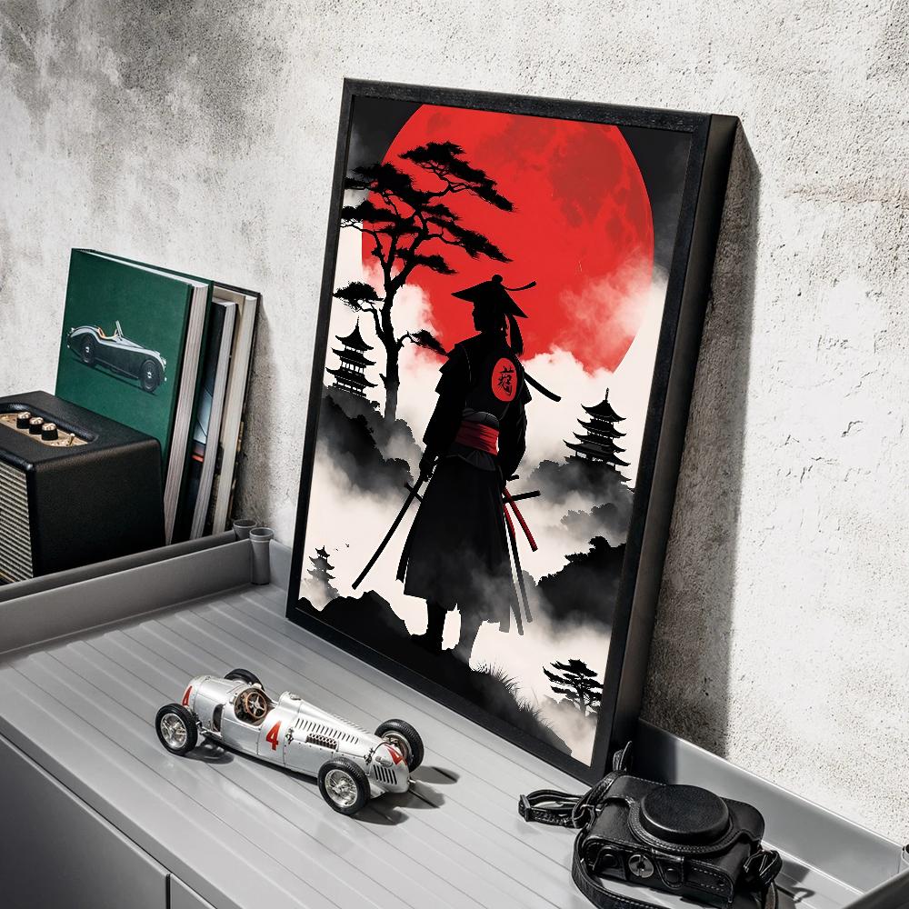 Japanese Warrior Samurai Whitepaper Poster HD Quality Poster Wall Art Painting Study Room Wall Decor