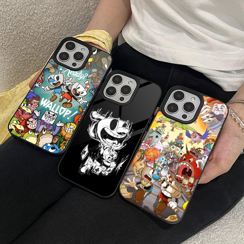 Cute Game Cuphead Phone Case for Iphone 17 16 15 14 Air 13 12 11 Pro Max Mini Plus Fundas Shell PC+TPU Cover