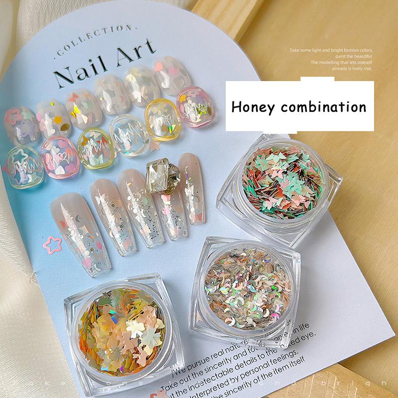 Nail Art Sequins Six Shapes Glitter Sweet Girl Accessories Manicure Supplies Colorful Sticker Make Up Diy Decals Decoration