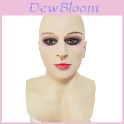 Bald Beautiful Woman Latex Head Mask Halloween Cosplay Costume Prop For Adults
