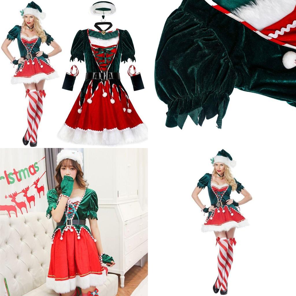Festive Short Sleeve Santa's Helper Costume With Soft Touch Velvet Material