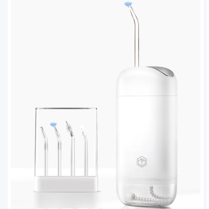 Jingdong Jingzao Professional Pull-Type Water Flosser Portable White 4 Nozzles Storage Box Dental Irrigator Water Flosser Teeth Cleaner