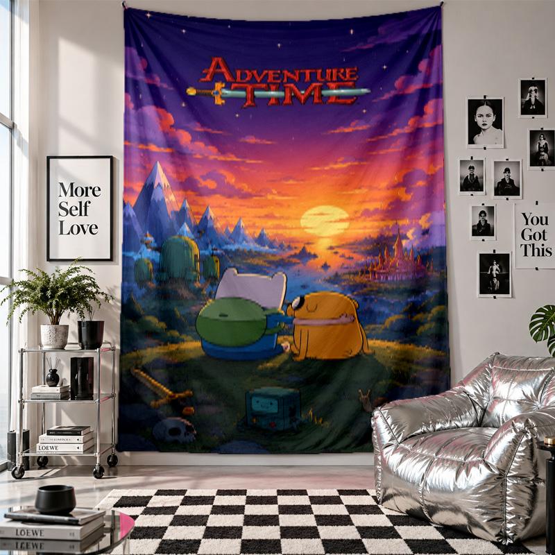 Wall TapestryAdventure Time Cartoon Art Hanging Cloth Decorative Background Cover for Room Decoration