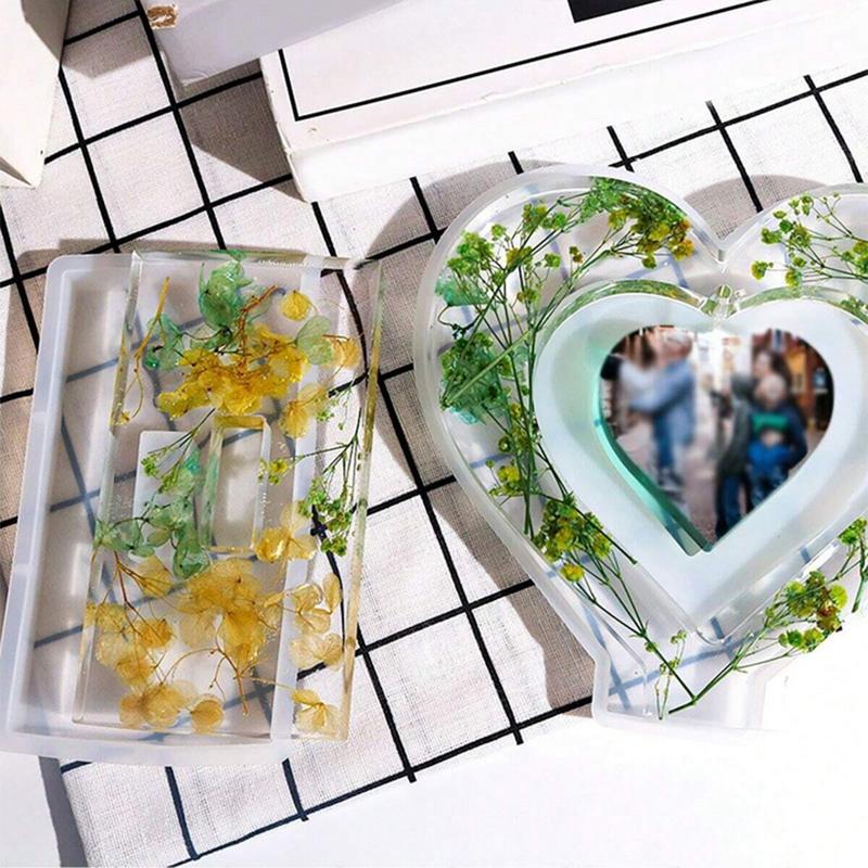 1set-Resin Photo Frame Molds Set Heart Shape Silicone Mold for DIY Casting Epoxy Mould Crafts for Table Home Decor