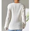 Women's Loose Casual Lace V Neck Long Sleeved Knitted Pullover Sweater Top Sweater Top