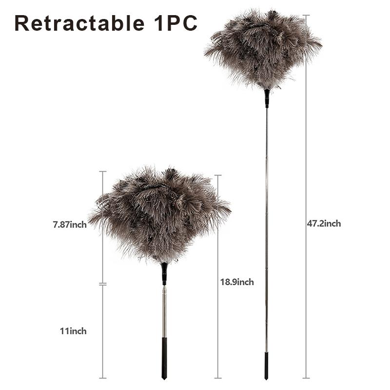 Feather Duster Wooden Handle Duster Anti-Static Dust Removal Dusters Ostrich Duster Feather Fur Brush For Home Cleaning Tools