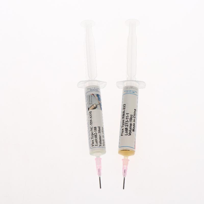 Syringe Solder Paste Flux With Plunger Needle Tip Easy Control No Waste No Clean Soldering Flux For Bga Pga Sm