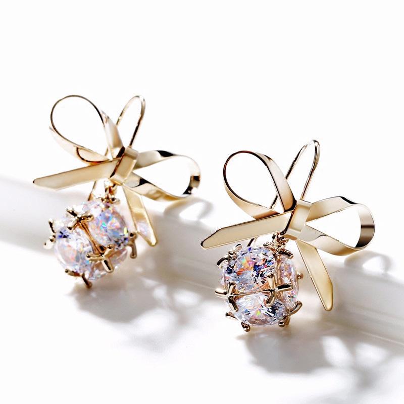 Earrings Femininity Bow Short Earrings Women S, Personalized Versatile Earrings Pendant Earrings
