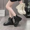 Fashion 2024 New Korean Fashion Casual Knight Autumn Biker Boot Platform Short Thick Bottom Black Ankle Boots Woman