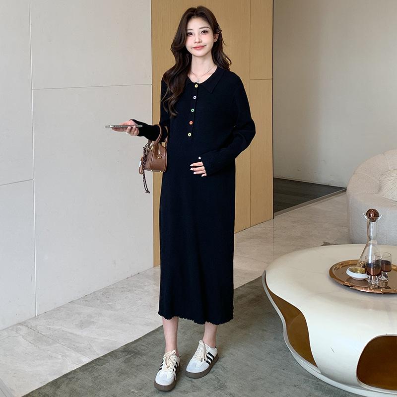 POLO Collar Knitted Maternity & Nursing Dress, Spring/Autumn 2026 Large